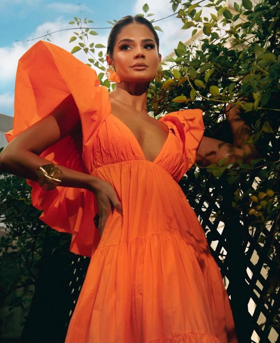 THAIS | TIERED MAXI DRESS - Orange