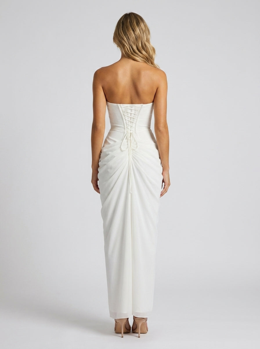 THORA | STRAPLESS SLIT MAXI DRESS - Ivory
