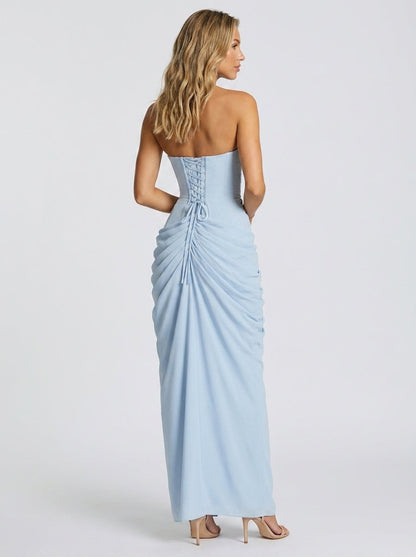 THORA | STRAPLESS SLIT MAXI DRESS - Sky Blue