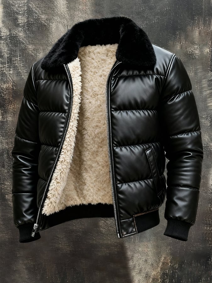 TOBIAS | QUILTED FAUX LEATHER JACKET - Black