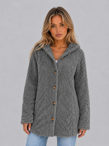 TRISTA | HOODED FLEECE CARDIGAN - Dark Gray