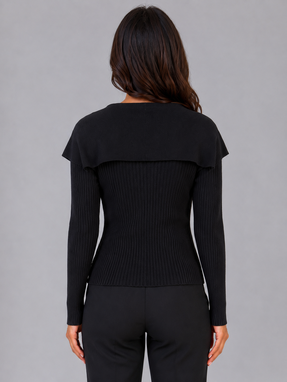 ULANI | GOLD BUTTON CAPE COLLAR CARDIGAN - Black