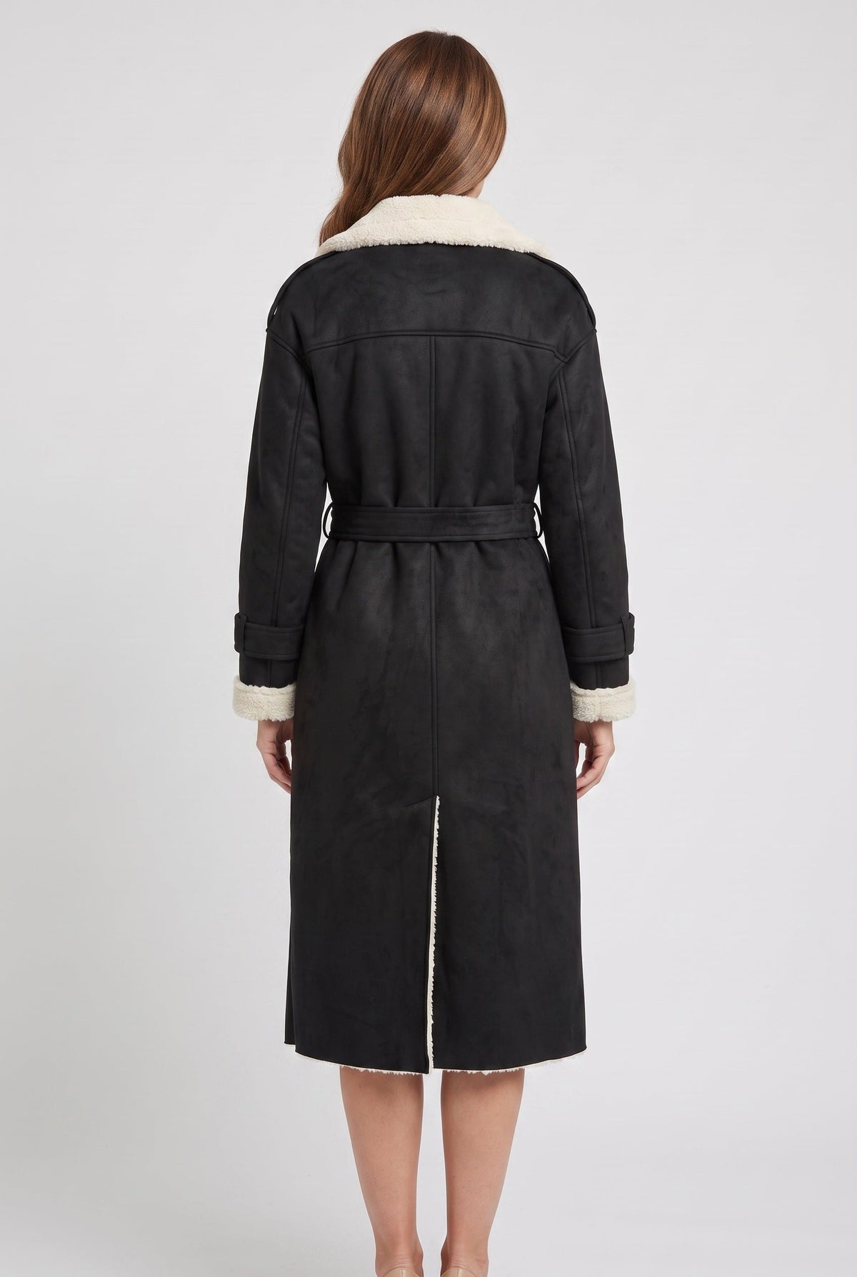 ULRIKA | BELTED AVIATOR COAT - Black