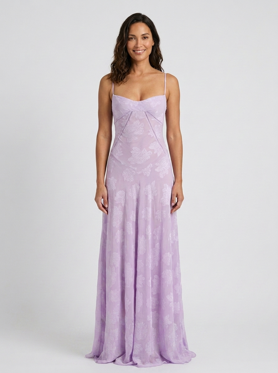 ULYANA | LACE CAMI LACE-UP BACK MAXI DRESS - Lilac