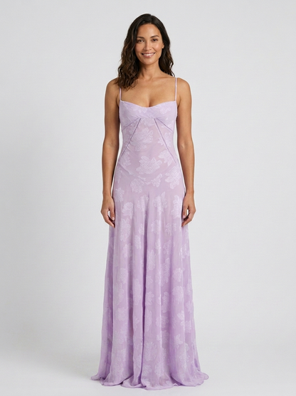 ULYANA | LACE CAMI LACE-UP BACK MAXI DRESS - Lilac