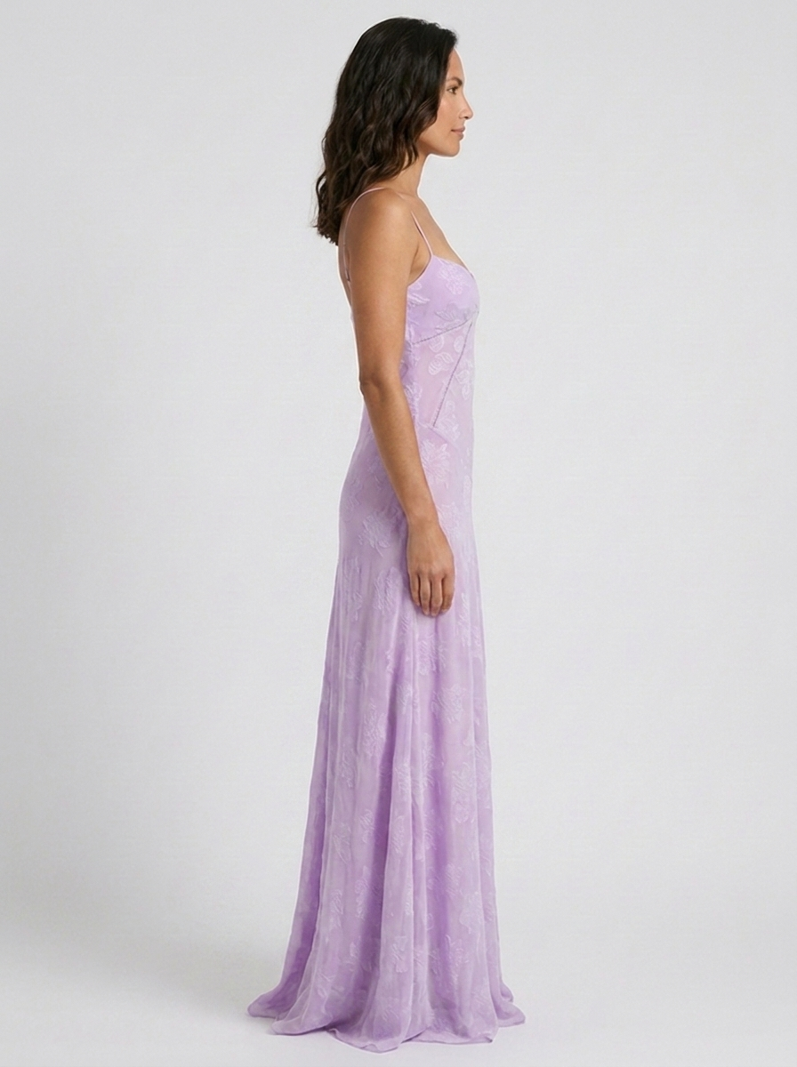 ULYANA | LACE CAMI LACE-UP BACK MAXI DRESS - Lilac