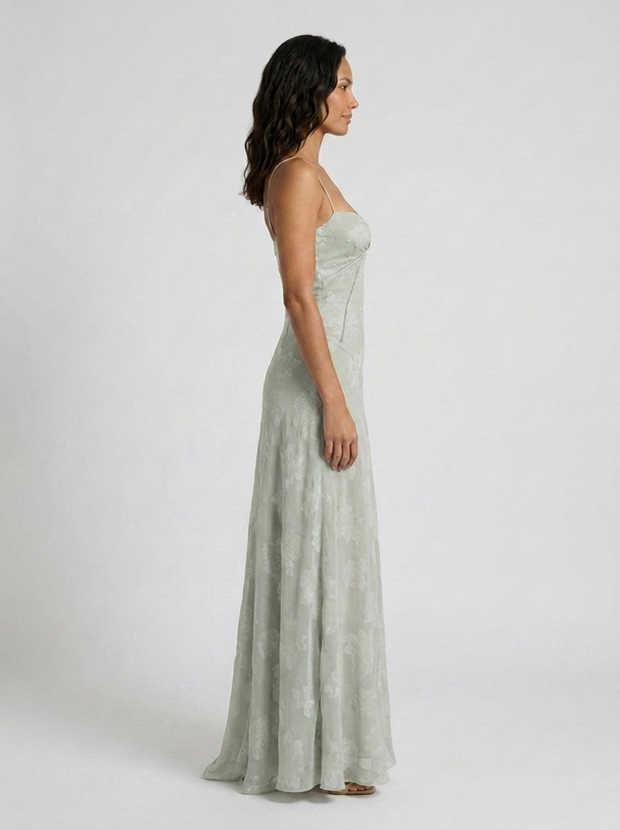 ULYANA | LACE CAMI LACE-UP BACK MAXI DRESS - Sage