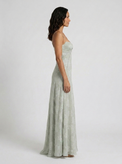 ULYANA | LACE CAMI LACE-UP BACK MAXI DRESS - Sage
