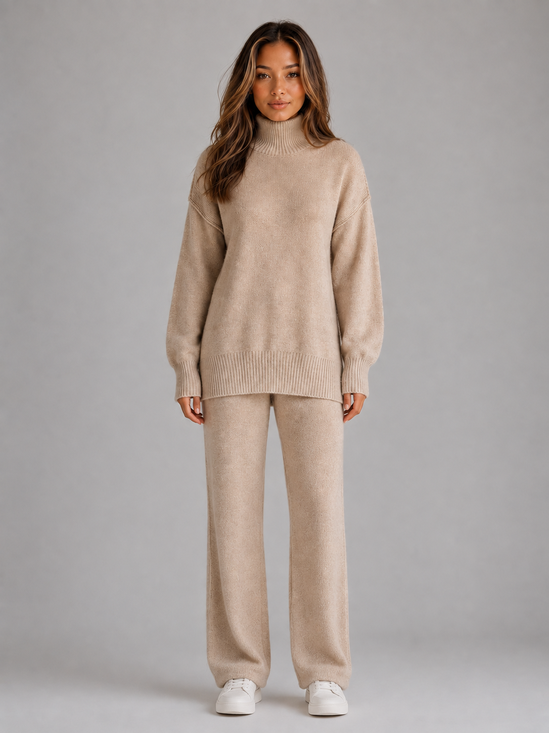 UNITY | OVERSIZED ROLL NECK LOUNGE SET - Beige