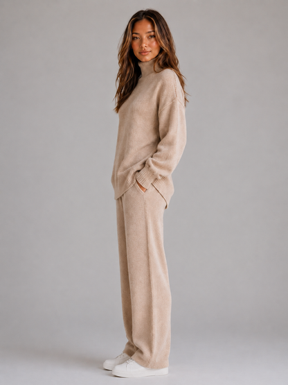 UNITY | OVERSIZED ROLL NECK LOUNGE SET - Beige