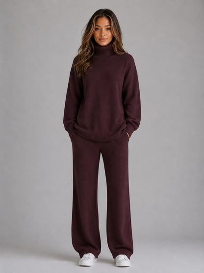 UNITY | OVERSIZED ROLL NECK LOUNGE SET - Burgundy