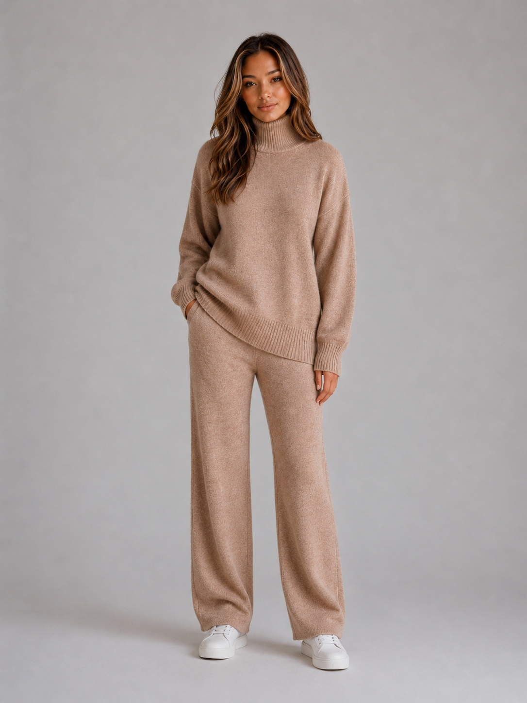 UNITY | OVERSIZED ROLL NECK LOUNGE SET - Khaki