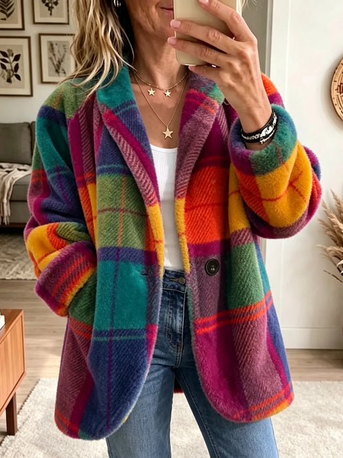 URIELLE | RAINBOW PLAID JACKET - Rainbow Plaid