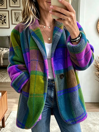 URIELLE | RAINBOW PLAID JACKET - Rainbow Plaid