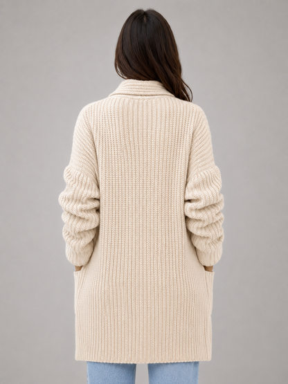 USHA | OPEN FRONT LONGLINE CARDIGAN - Beige
