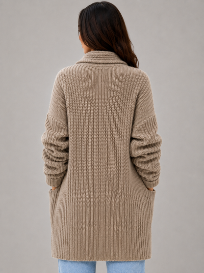 USHA | OPEN FRONT LONGLINE CARDIGAN - Taupe