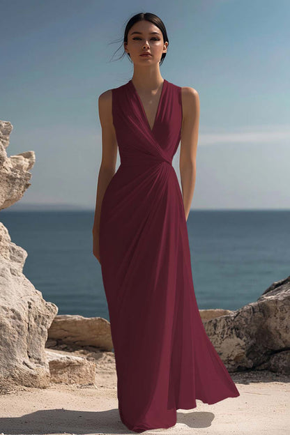 VADA | CHIFFON MAXI DRESS - Burgundy