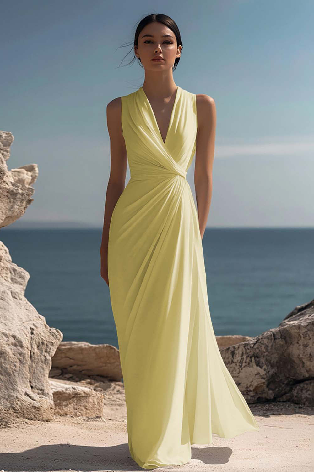 VADA | CHIFFON MAXI DRESS - Butter Yellow