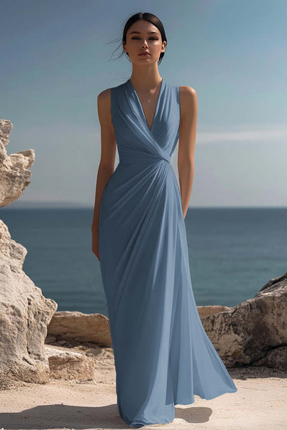 VADA | CHIFFON MAXI DRESS - Dusty Blue