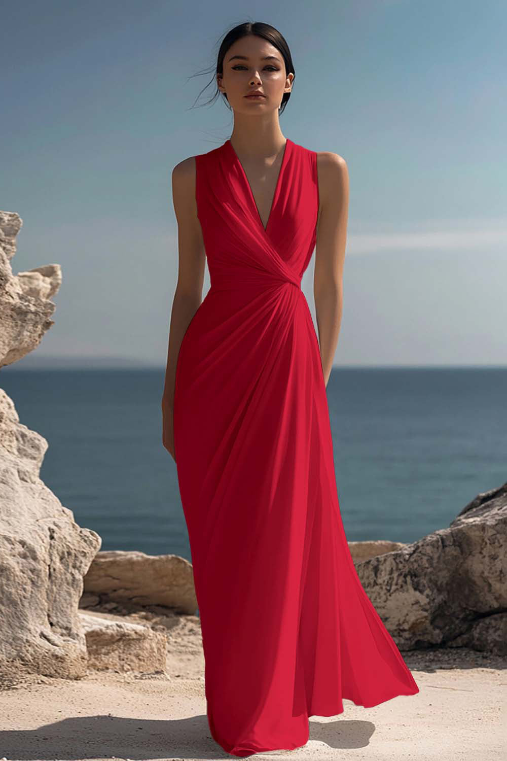 VADA | CHIFFON MAXI DRESS - Red