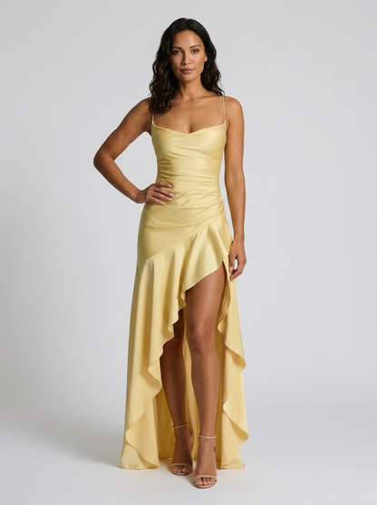 VALENTINE | RUFFLE MAXI DRESS - Butter Yellow