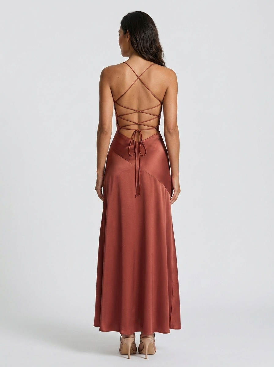 VALENTINE | RUFFLE MAXI DRESS - Rust