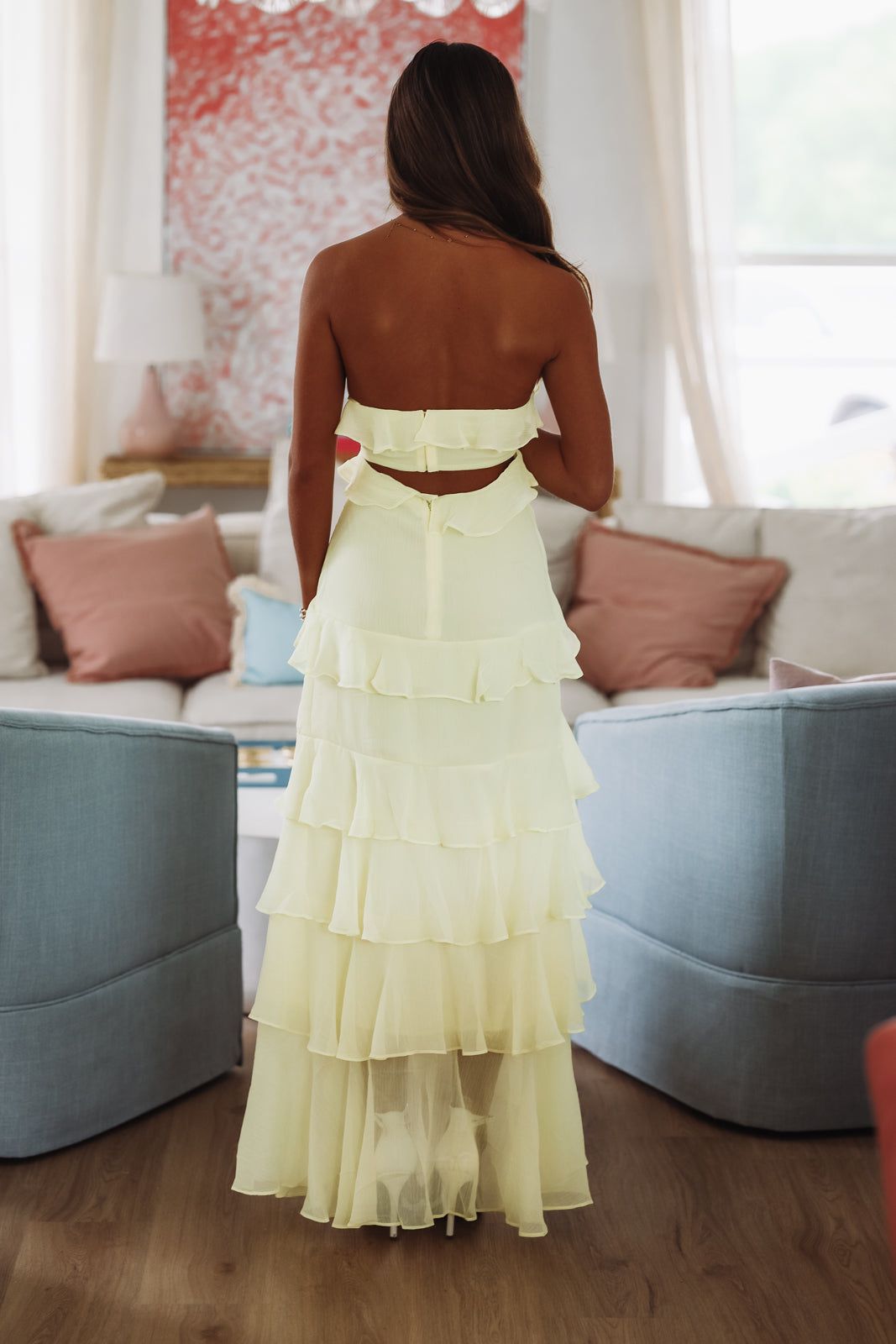 VALERA | STRAPLESS RUFFLE MAXI DRESS - Butter Yellow