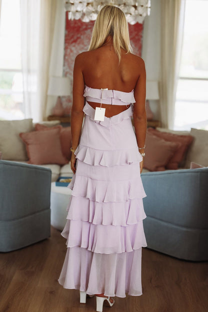 VALERA | STRAPLESS RUFFLE MAXI DRESS - Lilac