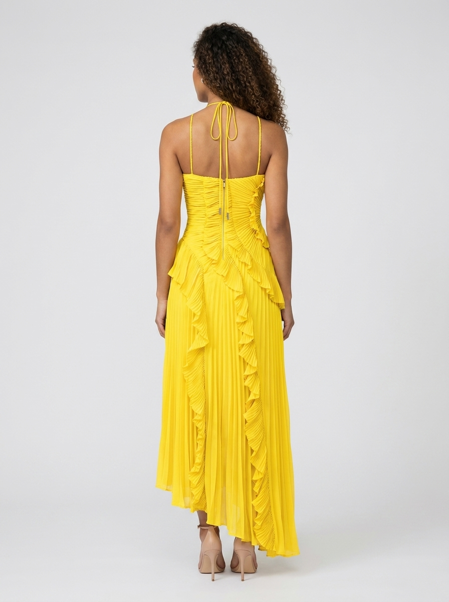 VALESKA | RUFFLE MAXI DRESS - Lemon Yellow