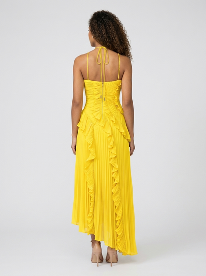 VALESKA | RUFFLE MAXI DRESS - Lemon Yellow