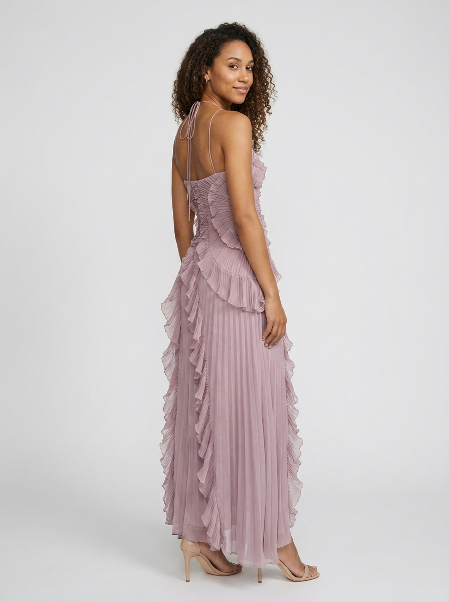 VALESKA | RUFFLE MAXI DRESS - Mauve