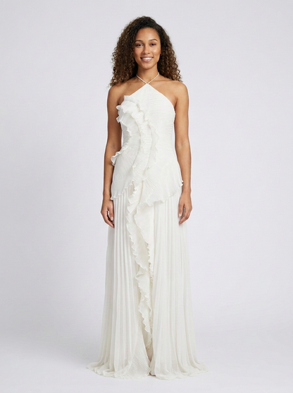 VALESKA | RUFFLE MAXI DRESS - White