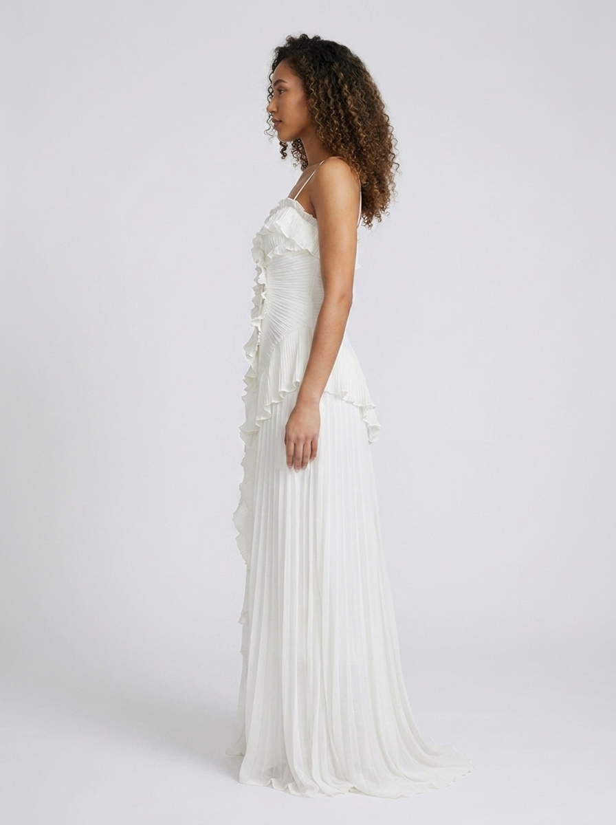 VALESKA | RUFFLE MAXI DRESS - White