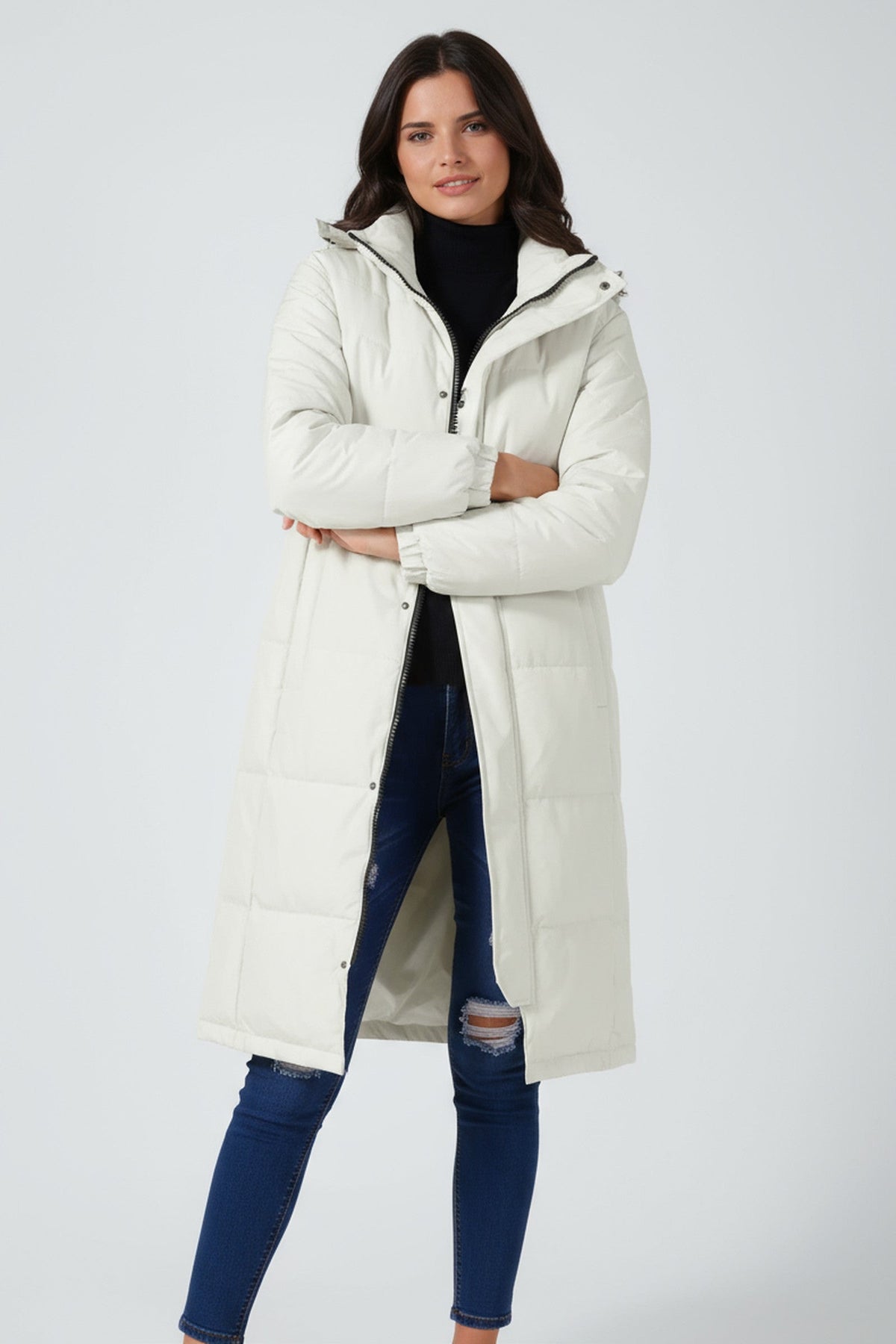 VALKA | HOODED QUILTED PUFFER COAT - White