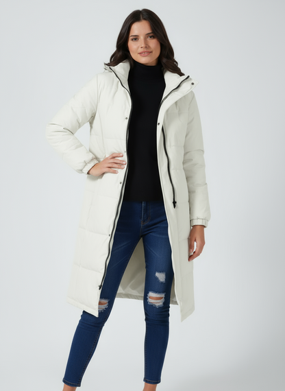 VALKA | HOODED QUILTED PUFFER COAT - White