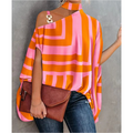 VANJA | ONE SHOULDER PRINT TUNIC TOP - Orange and Pink Stripe