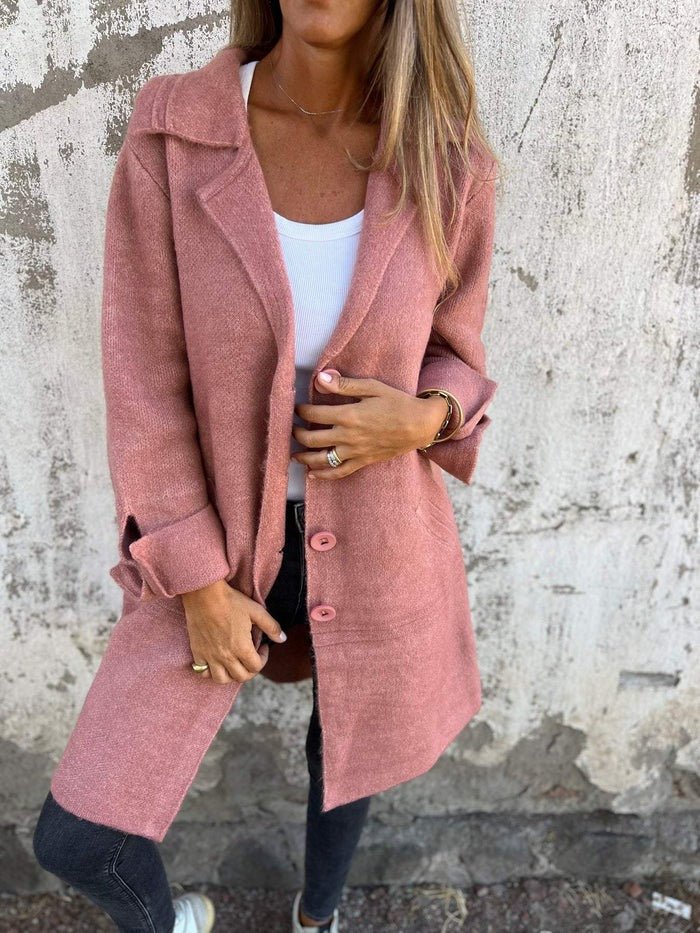 VANORA | NOTCH LAPEL LONGLINE COAT - Dusty Pink