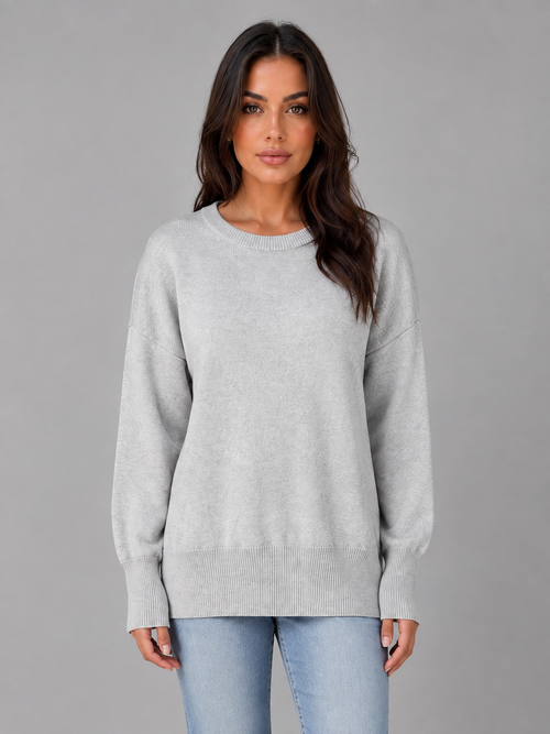 VEGA | OVERSIZED CREW NECK SWEATER - Heather Gray
