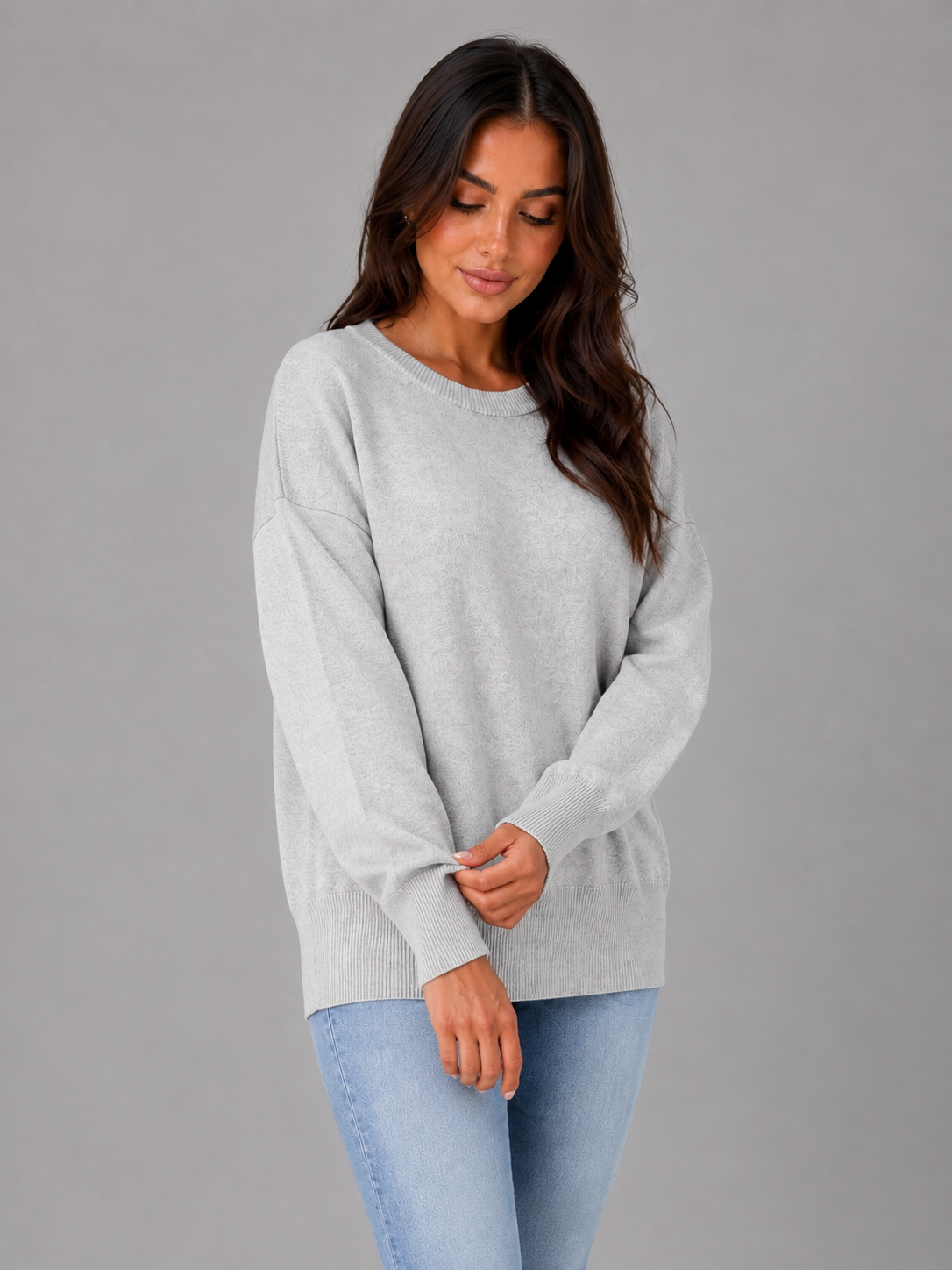 VEGA | OVERSIZED CREW NECK SWEATER - Heather Gray