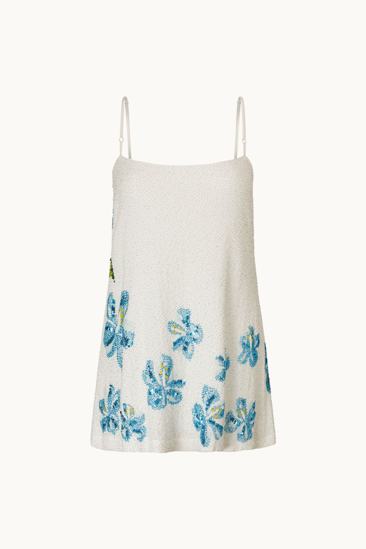 VESNA | BEADED MINI DRESS - Aqua Floral