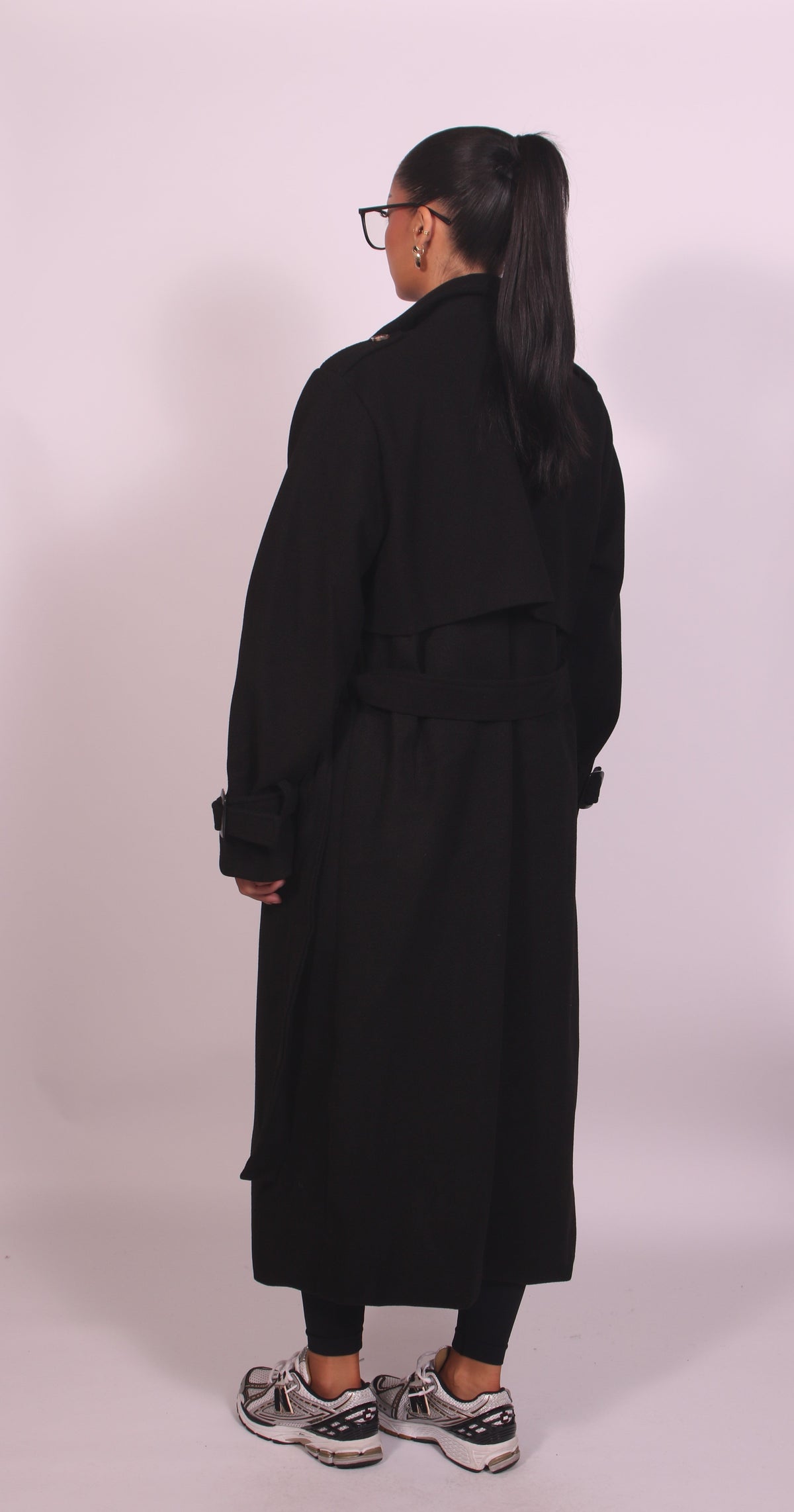 VESTA | OVERSIZED BELTED LONGLINE TRENCH COAT - Black