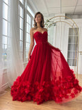 VIOLETA | PETAL HEM SWEETHEART GOWN - Red