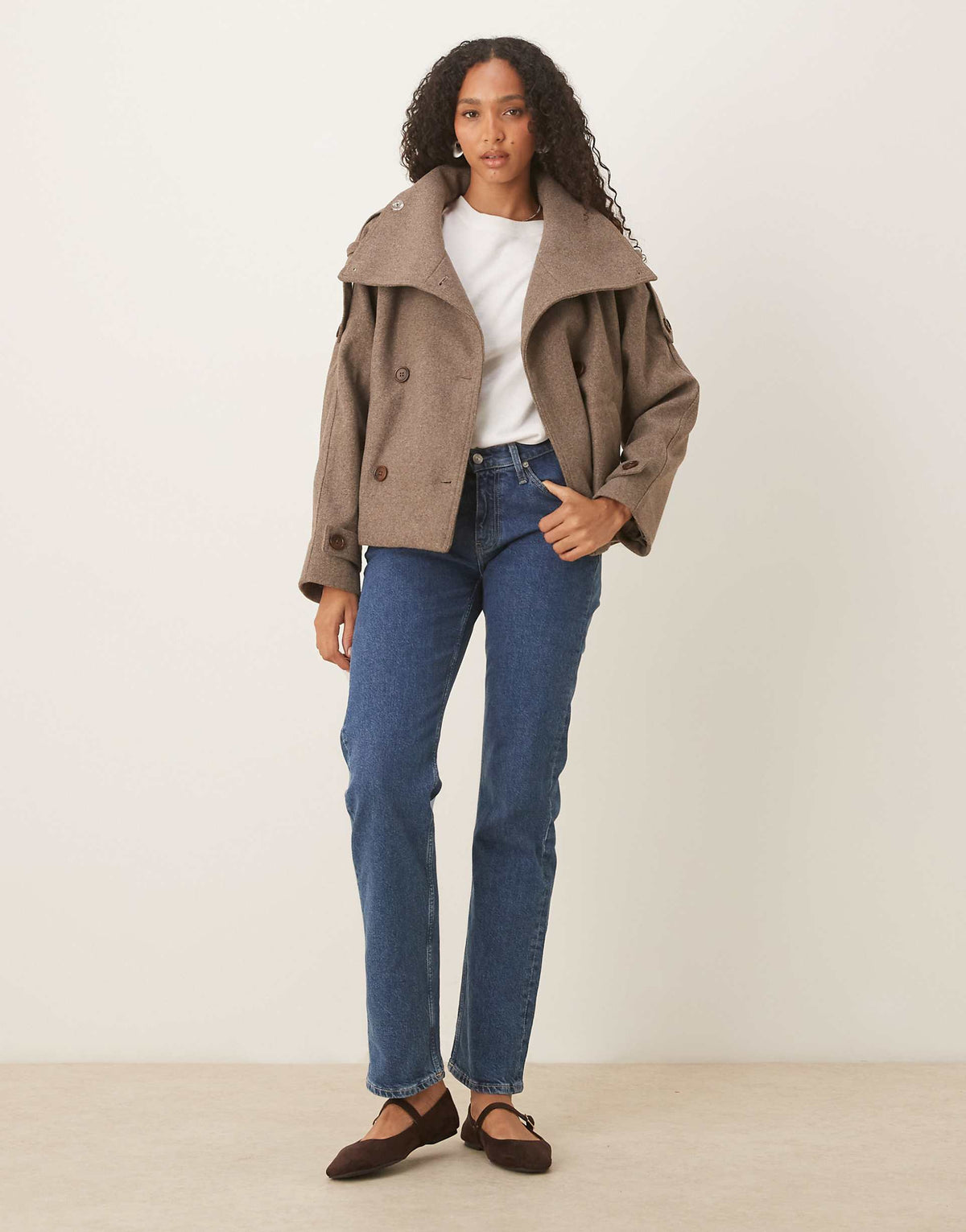VITA | OVERSIZED FUNNEL NECK COAT - Taupe