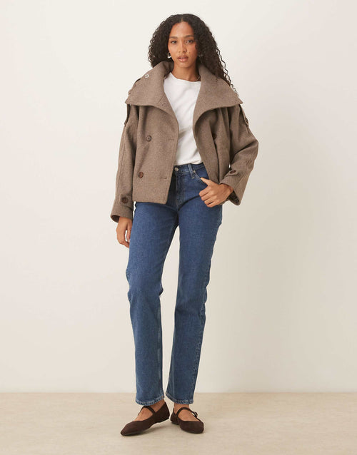 VITA | OVERSIZED FUNNEL NECK COAT - Taupe
