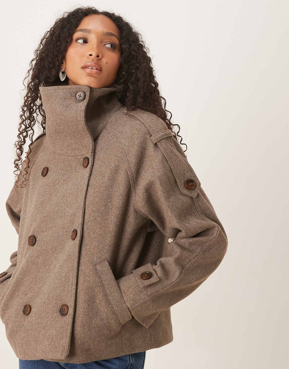 VITA | OVERSIZED FUNNEL NECK COAT - Taupe