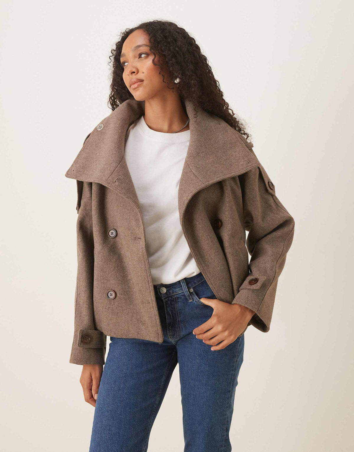 VITA | OVERSIZED FUNNEL NECK COAT - Taupe