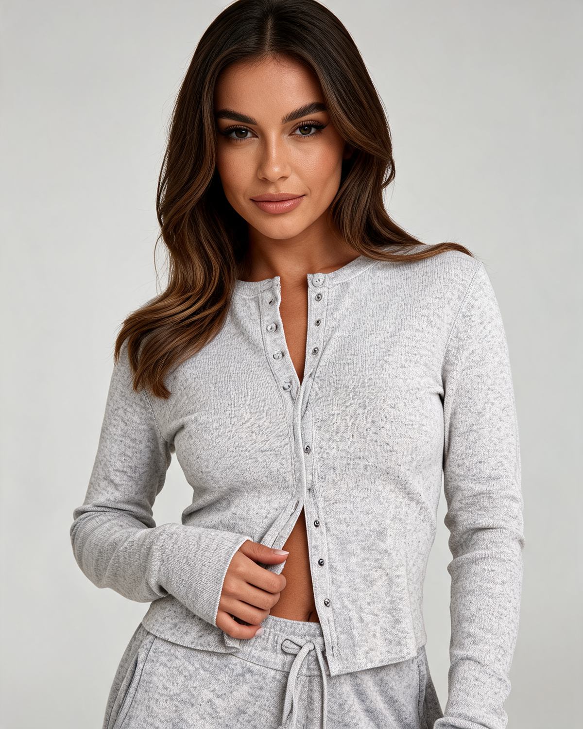 VIVECA | RIBBED TWO-PIECE LOUNGE SET - Heather Gray