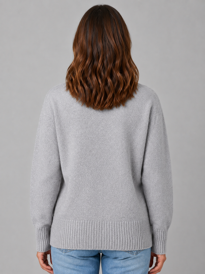 WALDA | HEART BUTTON V-NECK KNIT CARDIGAN - Gray