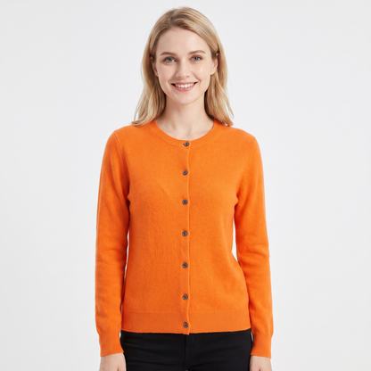 WENDELINE | WOOL KNIT BUTTON-UP CARDIGAN - Orange