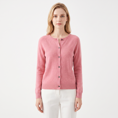 WENDELINE | WOOL KNIT BUTTON-UP CARDIGAN - Pink